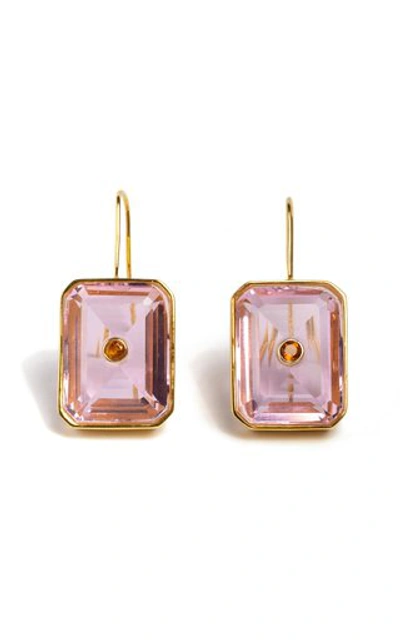 Lizzie Fortunato Tile 18k Rose Goldplated, Quartz & Citrine Drop Earrings In Pink