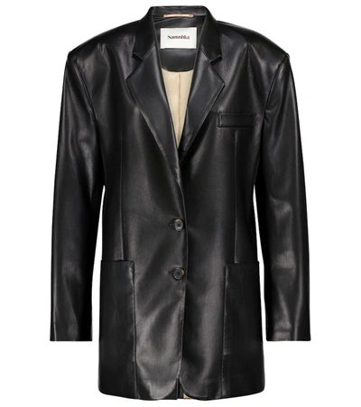 Nanushka Evan Oversized Faux Leather Blazer In Black