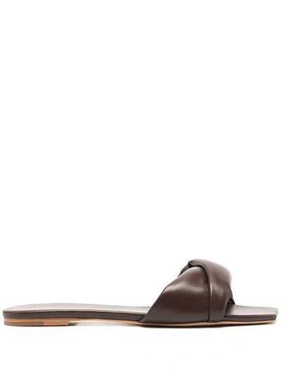 Studio Amelia Women's Twist Front Leather Slides In Brown