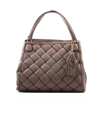 La Carrie Woven Taupe Shopping Bag In Beige