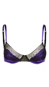 Kiki De Montparnasse Le Shock Lace-trimmed Stretch-silk Underwired Bra In Purple