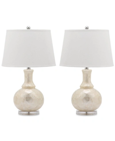 Safavieh Set Of 2 Shelley Gourd Shell Table Lamps In White