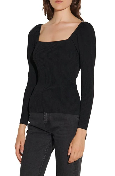 Sandro Ornell Ribbed Square Neck Sweater In Black