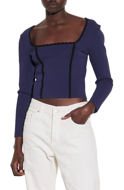 Sandro Crop Square-neck Top In Nocolor