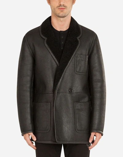 Dolce & Gabbana Shearling Tailored Jacket In Black