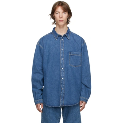 Vetements Classic Button Down Denim Shirt Medium Blue