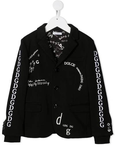 Dolce & Gabbana Kids' Doodle Embroidered Blazer In Nero