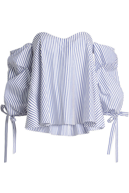 Caroline Constas Off-shoulder Cotton Blouse In Stripes | ModeSens