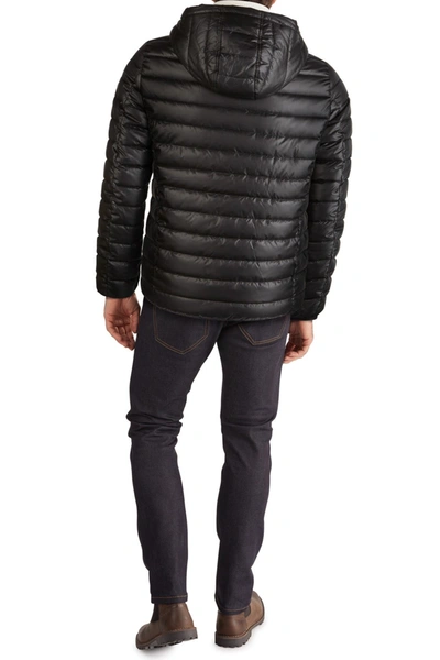 Kenneth Cole Hooded Midweight Quilted Zip Jacket In Black