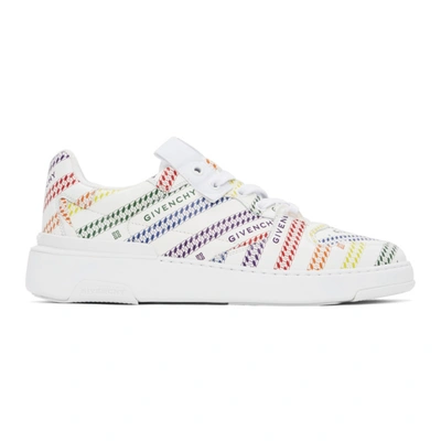 Givenchy White Chain Rainbow Wing Low Sneakers In 100