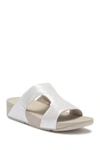 Fitflop H-bar Shimmer Lizard-embossed Wedge Sandal In Silver