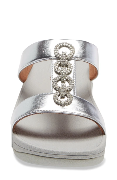 Fitflop Fino Sparkle Wedge Slide Sandal In Silver