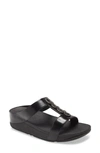 Fitflop Fino Sparkle Wedge Slide Sandal In All Black