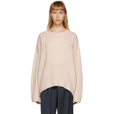 Arch4 Pink Cashmere Knightsbridge Crewneck Sweater In Oyster