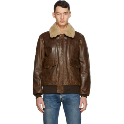 Schott Brown Leather Bomber Jacket