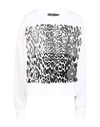 Adidas By Stella Mccartney Leopard-print Cotton-blend Fleece Sweatshirt In Wht Bianco