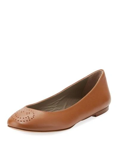 Anya Hindmarch Smiley Napa Ballerina Flat, Camel