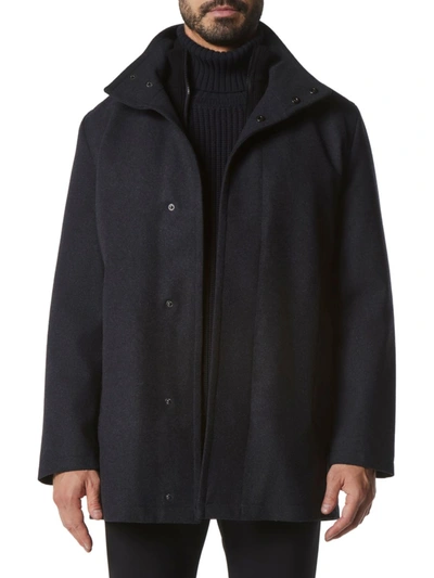 Marc New York Men's Coyle Melton Wool Car Coat With Inset Knit Bib In Charcoal