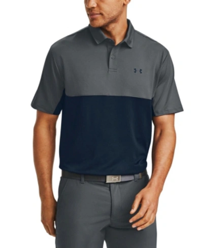 Under Armour Performance 2.0 Colorblock Polo Shirt In Pitch Gray/black
