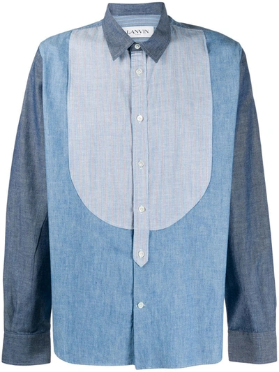 Lanvin Panelled Denim Shirt In Blue