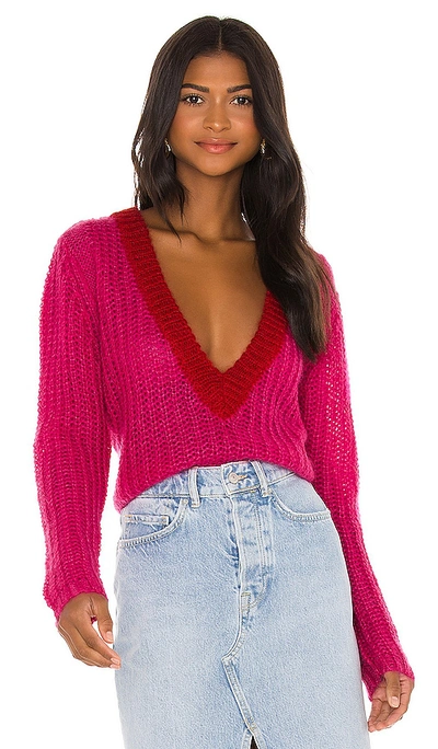 Dannijo Magenta Cropped Sweater In Pop Pink