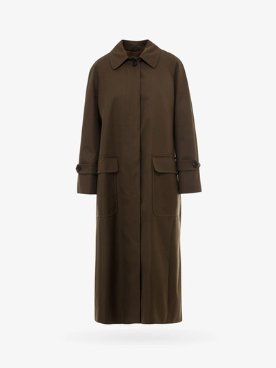 Lardini Pleated Long Coat In Brown