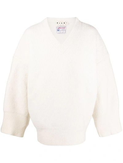 Marni Virgin Wool Oversized Sweater In White