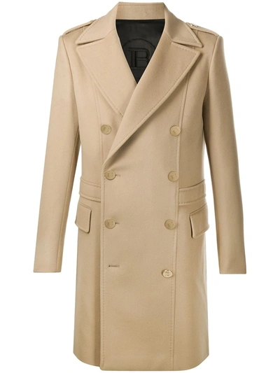 Balmain Wool And Cashmere Double-breasted Coat In Beige