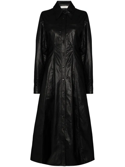 Lvir Black Faux Leather Maxi Dress