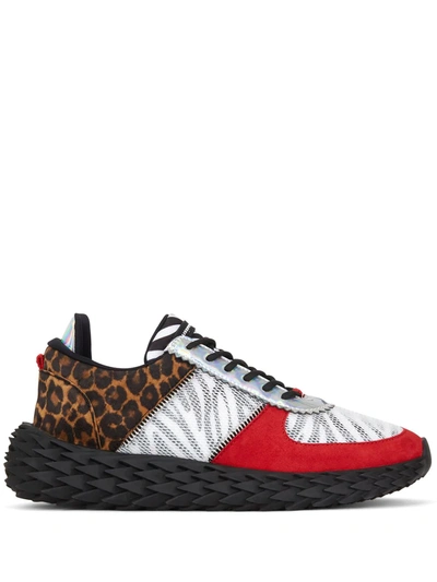Giuseppe Zanotti Animal Panel Sneakers In Red