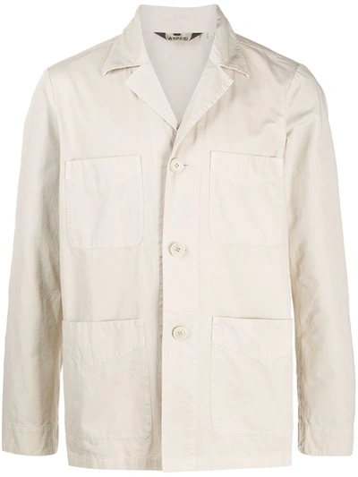 Aspesi Patch Pockets Single Breasted Jacket In Neutrals