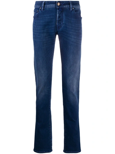 Jacob Cohen Whiskered Slim-fit Jeans In Blue