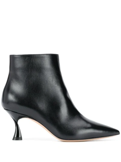 Casadei Pointed Kitten Heel Ankle Boots In Black