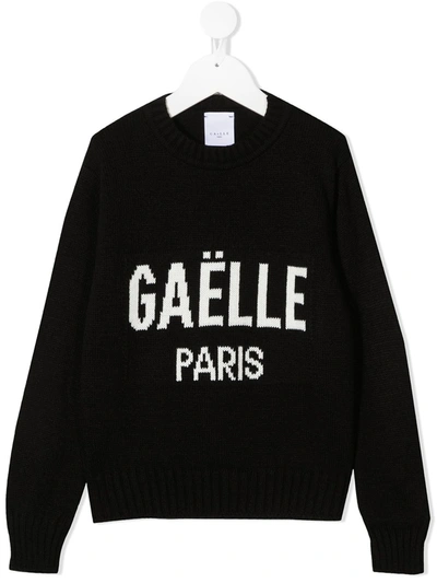 Gaelle Paris Kids' Long-sleeve Logo Jumper In Black