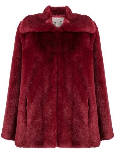 L'autre Chose Faux-fur Short-length Coat In Red