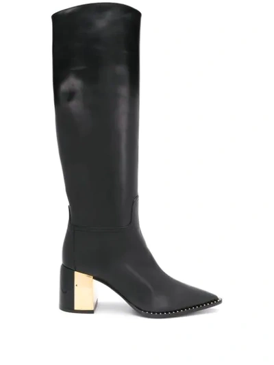 Casadei Pointed-toe Knee-length Boots In Black