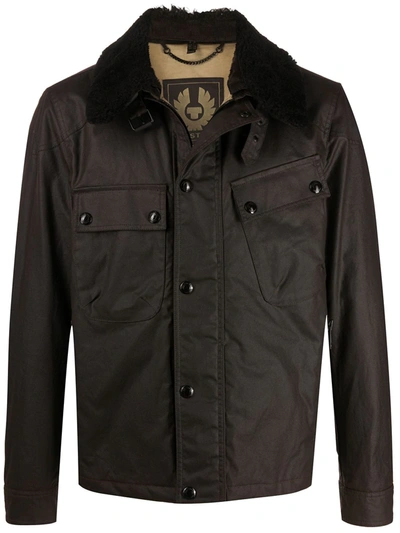 Belstaff Patrol Shearling-trimmed Waxed-cotton Jacket In Brown