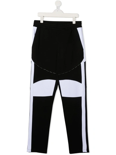 Balmain Teen Colour-block Track Trousers In Black