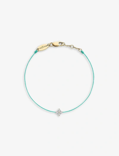 The Alkemistry Redline Shiny 18ct Yellow-gold, Silk And 0.04ct Diamond Bracelet In Turquoise