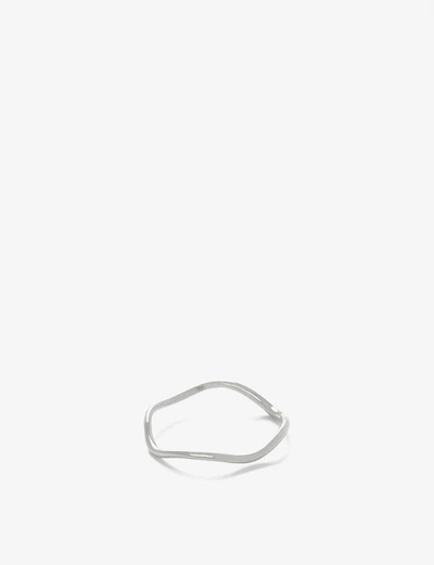 The Alkemistry 18ct White Gold Plain Wave Ring