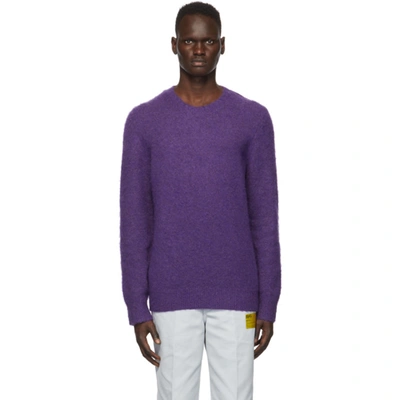 Helmut Lang Brushed Alpaca Crew Neck Sweater In Voltaic Purple