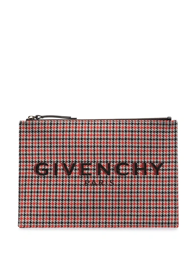 Givenchy Red And Black Houndstooth Medium Clutch Bag
