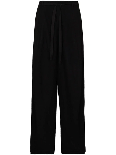 Ann Demeulemeester Black Drawstring Wide Leg Trousers