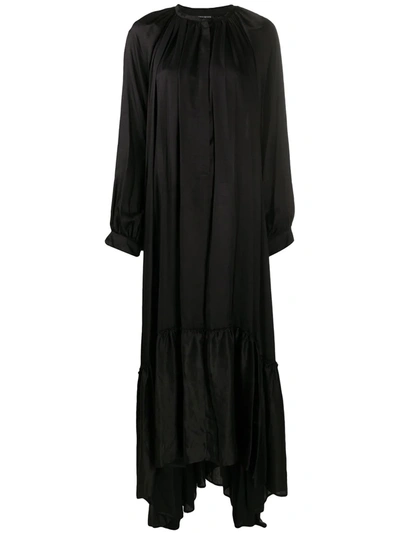 Ann Demeulemeester Draped Satin Maxi Dress In Black