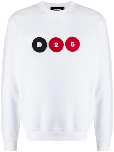 Dsquared2 D25 Patch Cotton Jersey Sweatshirt In White