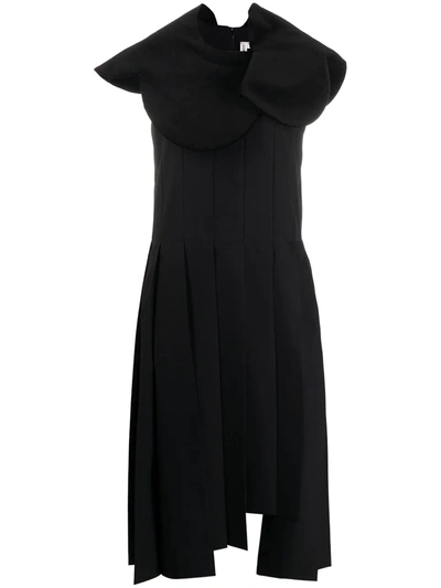 Comme Des Garçons Black Asymmetric Pleated Dress
