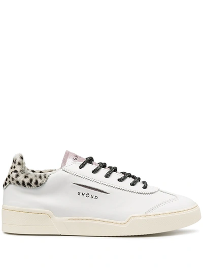 Ghoud Leopard Print Detail Sneakers In White