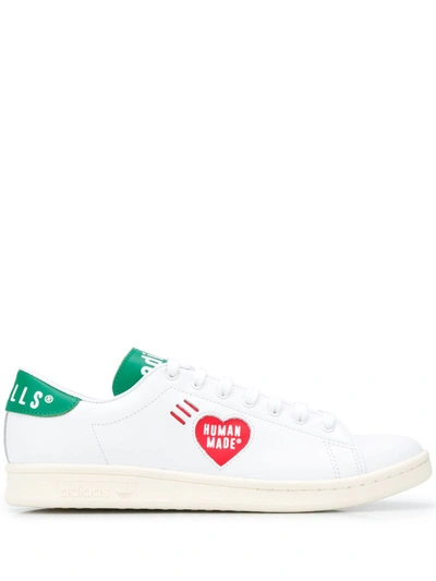 Adidas Originals X Human Made White And Green Stan Smith Sneakers