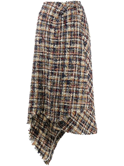 Lanvin Brown Virgin Wool Blend Skirt In Blue,white,red