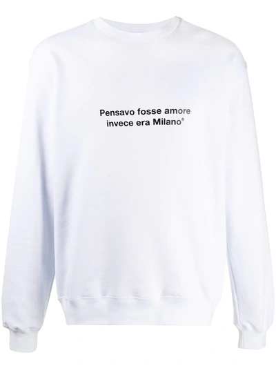 Msgm Slogan Print Sweatshirt In White